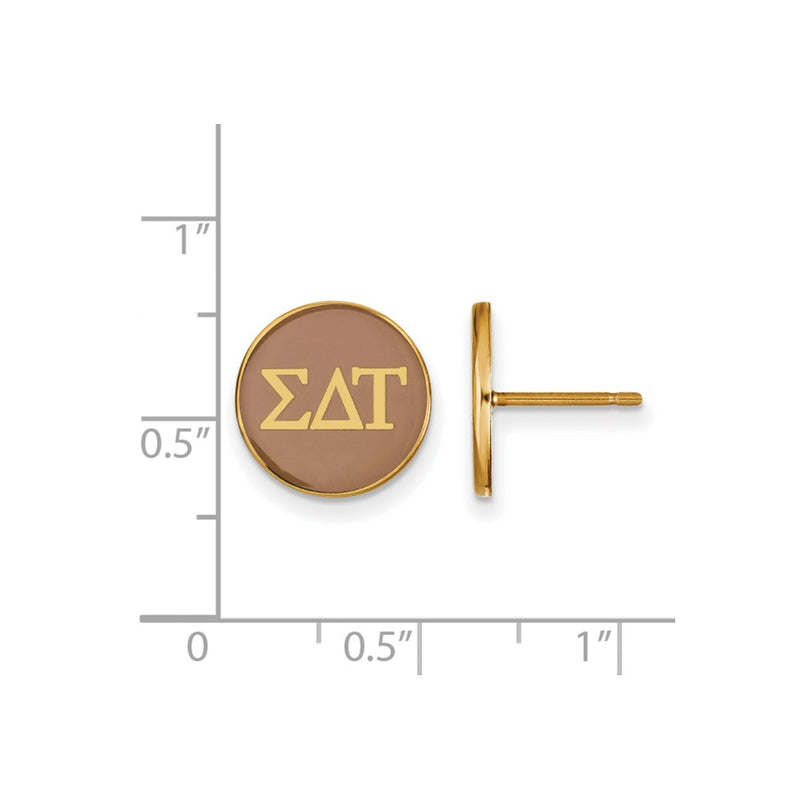 Gold Plated Sterling Silver Logoart Sigma Delta Tau Sorority Greek Letters Color Enamel Post Earrings