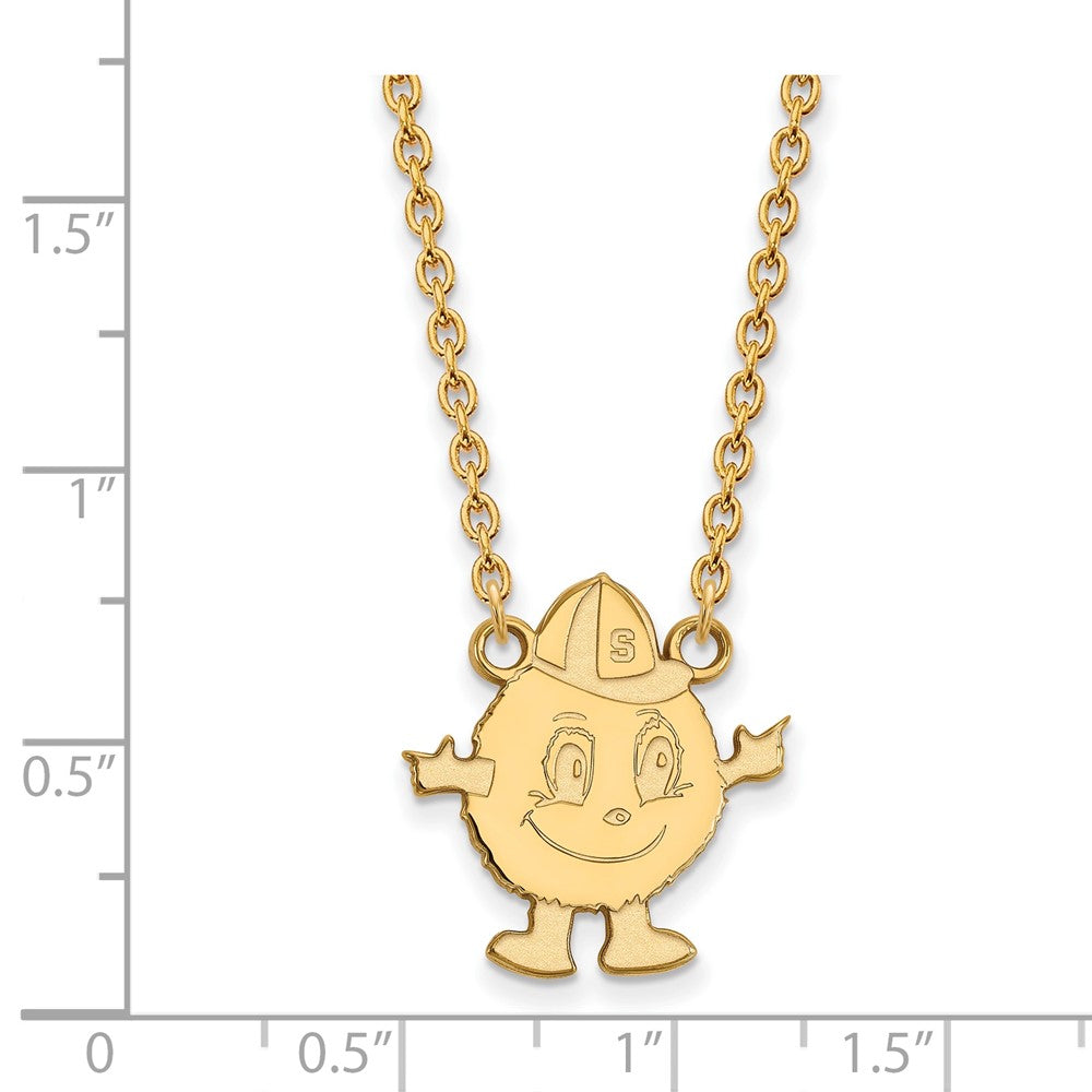 Gold Plated Sterling Silver Logoart Syracuse University Mascot Large Pendant 18 Inch Necklace