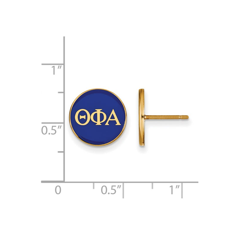 Gold Plated Sterling Silver Logoart Theta Phi Alpha Sorority Greek Letters Color Enamel Post Earrings
