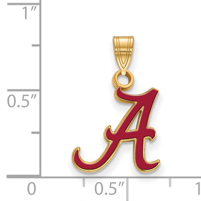Gold Plated Sterling Silver Logoart University Of Alabama Letter A Small Enameled Pendant