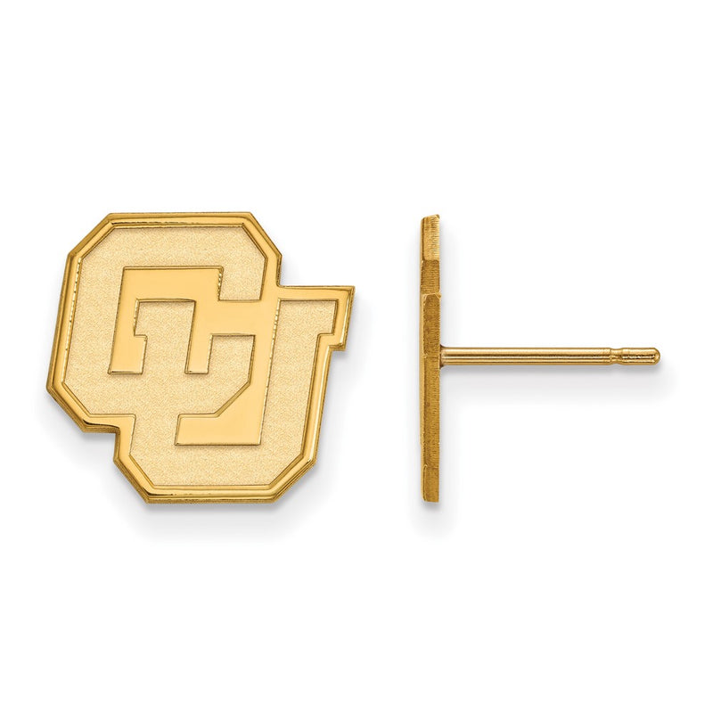 Gold Plated Sterling Silver Logoart University Of Colorado C U Small Post Earrings