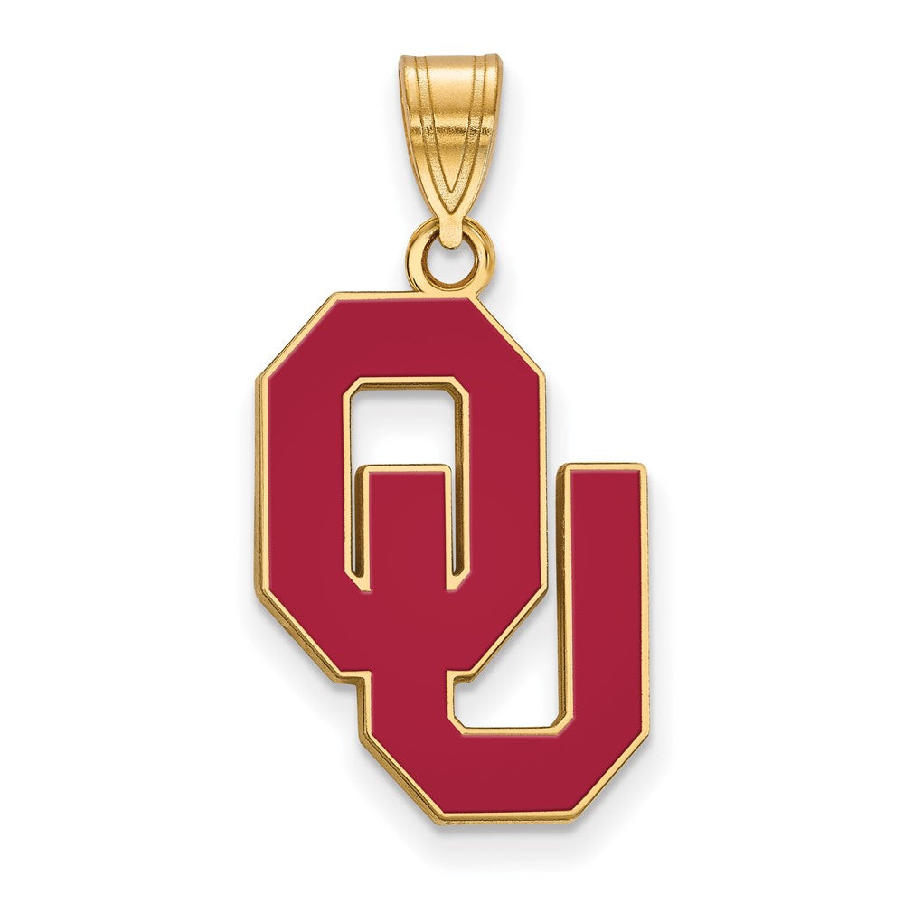Gold Plated Sterling Silver Logoart University Of Oklahoma O U Large Enameled Pendant