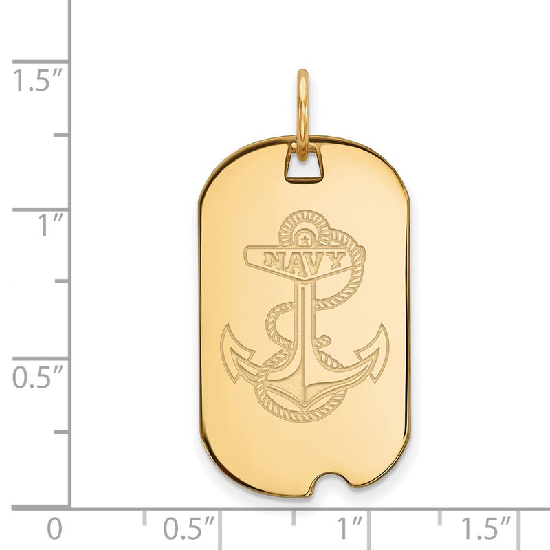 Gold Plated Sterling Silver Logoart Us Naval Academy Anchor Small Dog Tag Pendant
