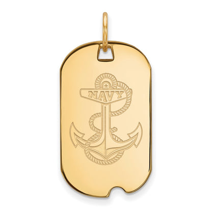 Gold Plated Sterling Silver Logoart Us Naval Academy Anchor Small Dog Tag Pendant