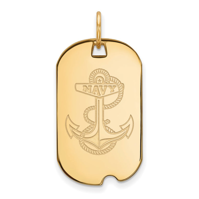Gold Plated Sterling Silver Logoart Us Naval Academy Anchor Small Dog Tag Pendant