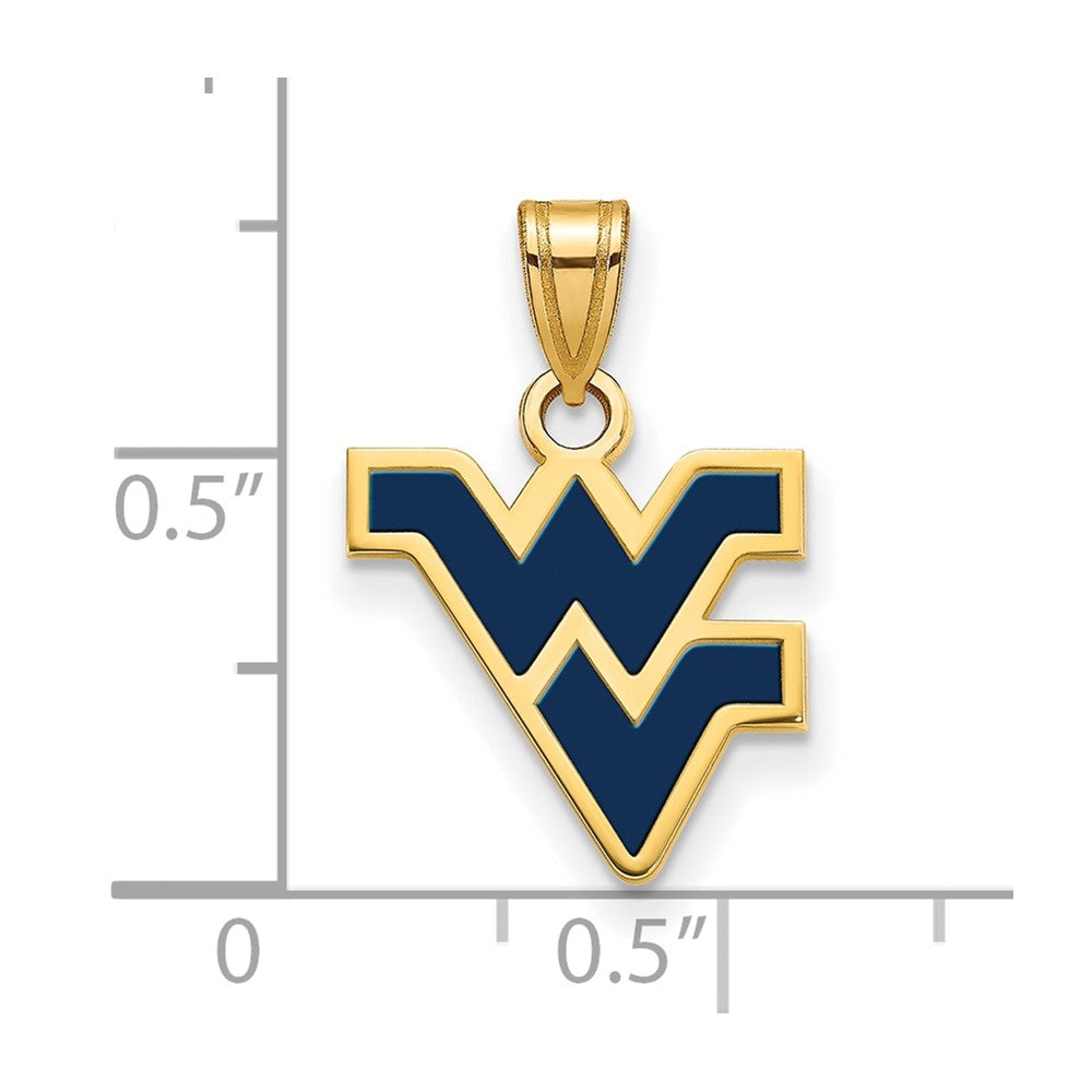 Gold Plated Sterling Silver Logoart West Virginia University W V Small Enameled Pendant