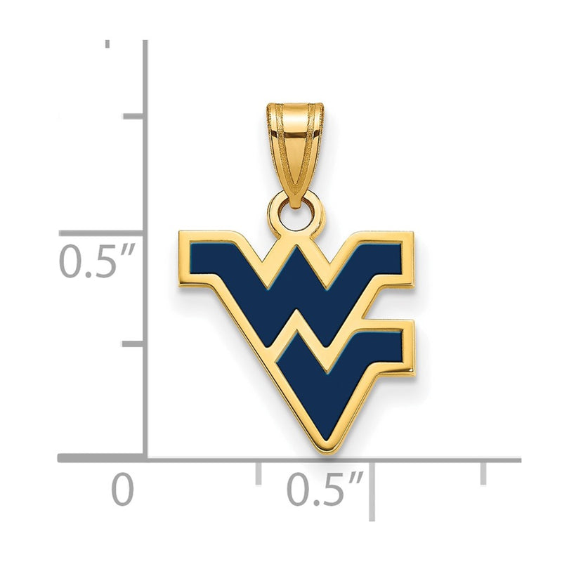 Gold Plated Sterling Silver Logoart West Virginia University W V Small Enameled Pendant
