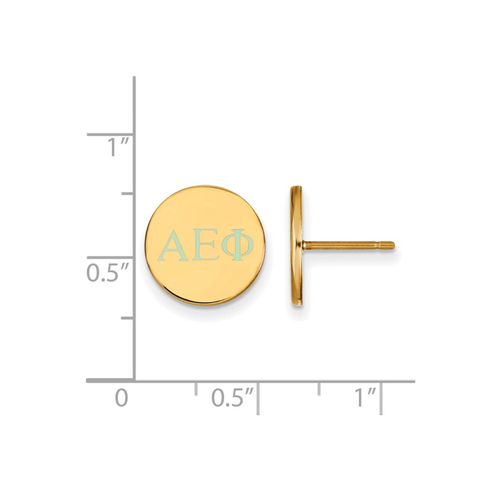 Gold Plated Sterling Silver Logoart Alpha Epsilon Phi Sorority Greek Letters Color Enamel Post Earrings