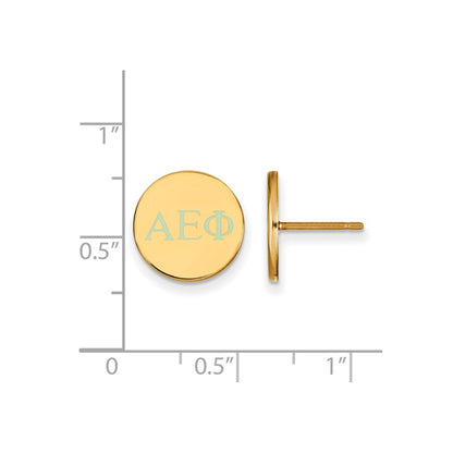 Gold Plated Sterling Silver Logoart Alpha Epsilon Phi Sorority Greek Letters Color Enamel Post Earrings