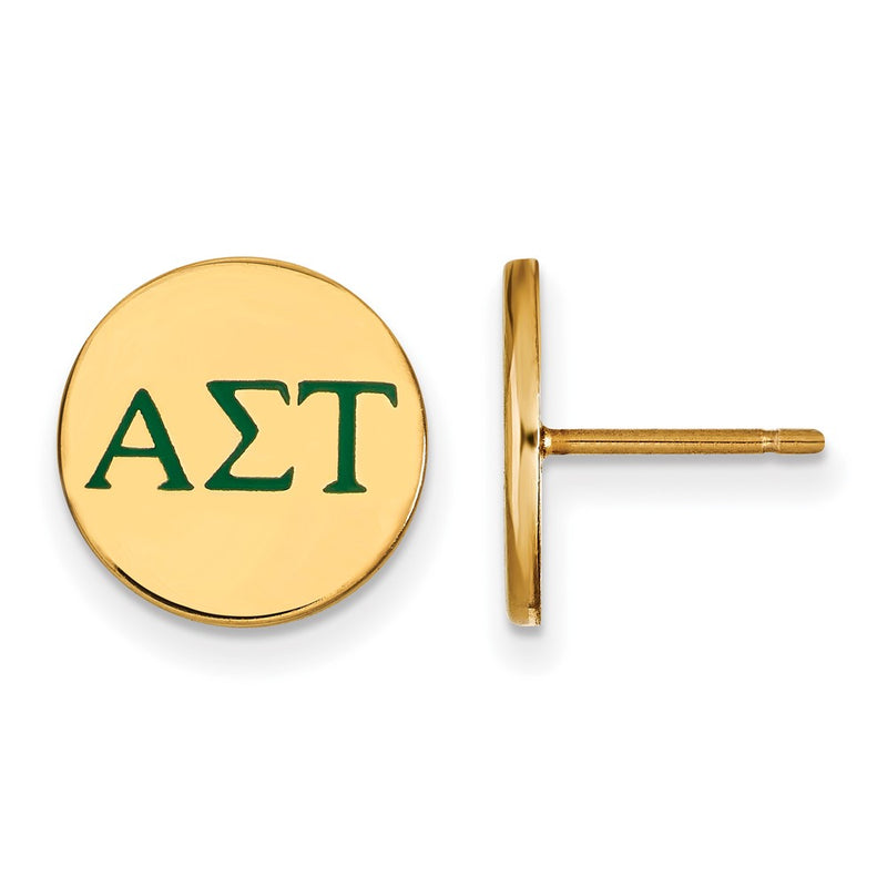 Gold Plated Sterling Silver Logoart Alpha Sigma Tau Sorority Greek Letters Color Enamel Post Earrings