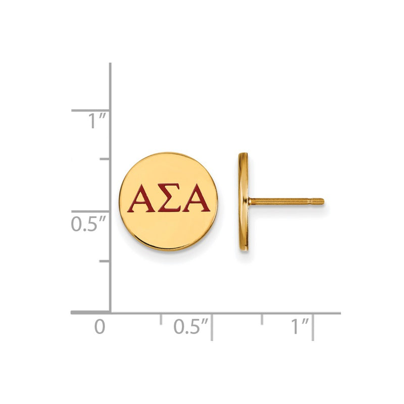 Gold Plated Sterling Silver Logoart Alpha Sigma Sorority Greek Letters Color Enamel Post Earrings