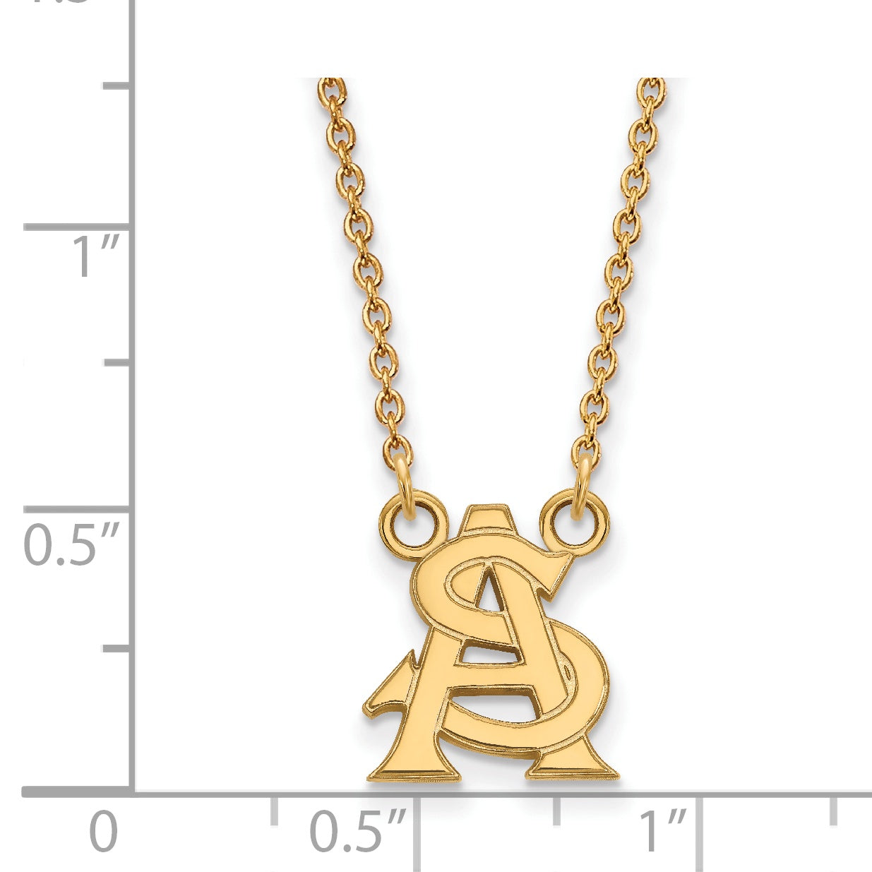 10K Yellow Gold Logoart Arizona State University A S Small Pendant 18 Inch Necklace