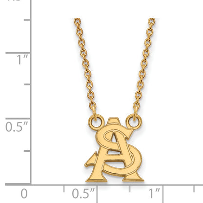10K Yellow Gold Logoart Arizona State University A S Small Pendant 18 Inch Necklace