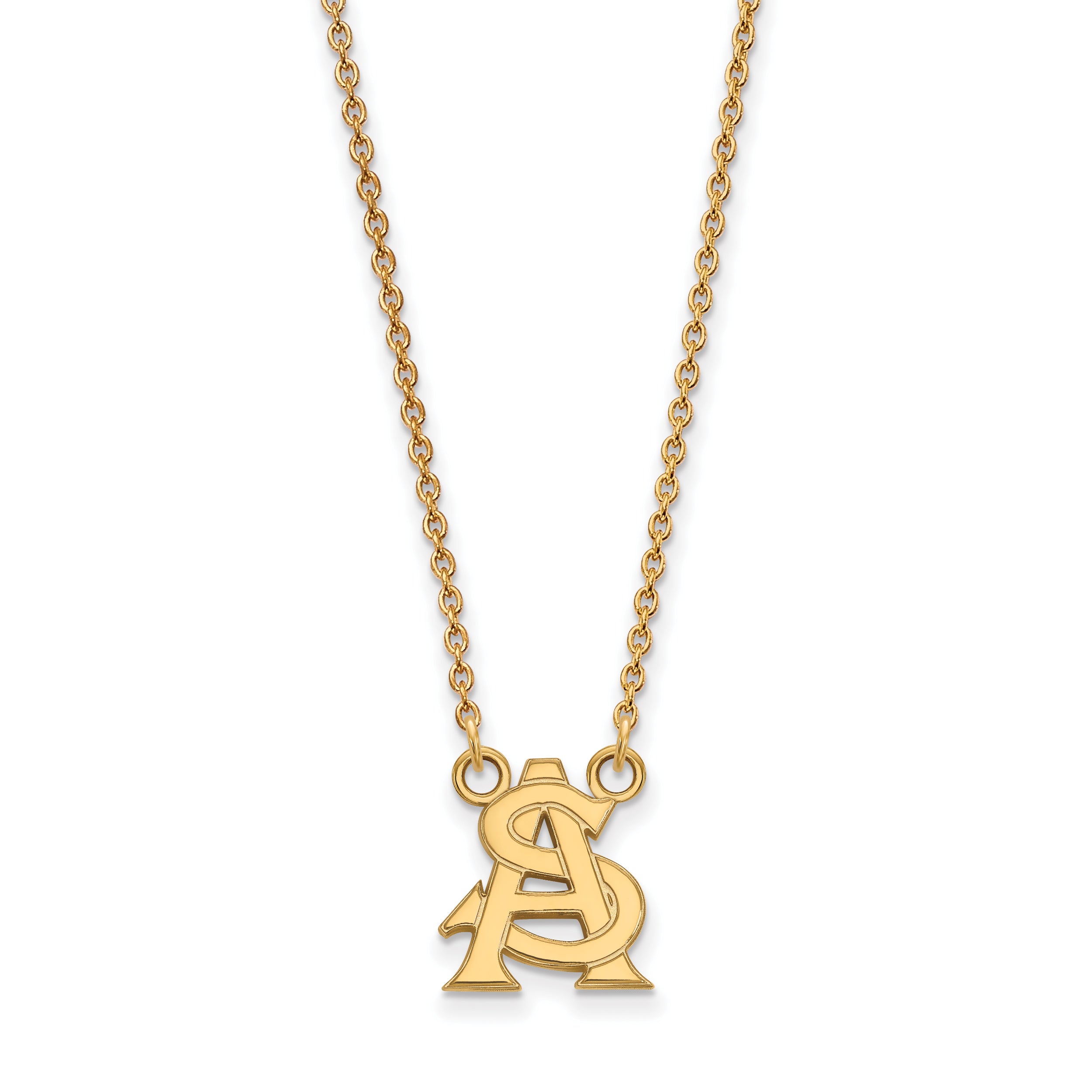 10K Yellow Gold Logoart Arizona State University A S Small Pendant 18 Inch Necklace
