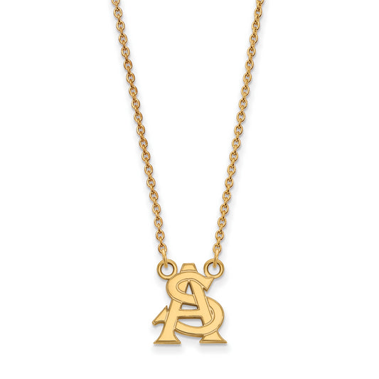 10K Yellow Gold Logoart Arizona State University A S Small Pendant 18 Inch Necklace