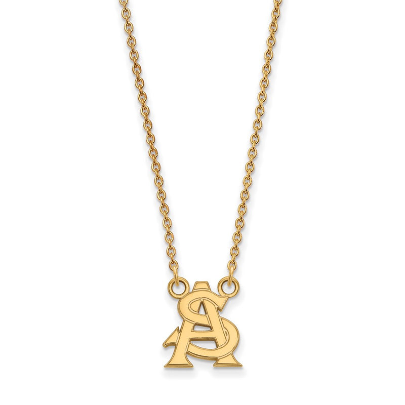 Gold Plated Sterling Silver Logoart Arizona State University Small Pendant 18 Inch Necklace