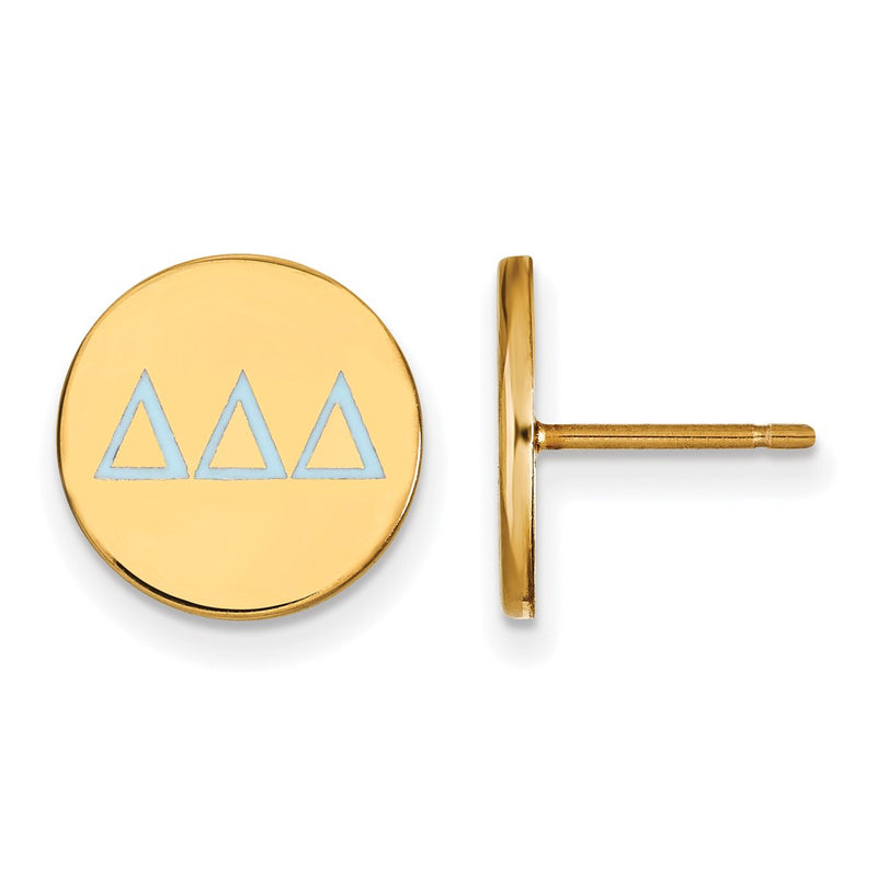 Gold Plated Sterling Silver Logoart Delta Sorority Greek Letters Color Enamel Post Earrings