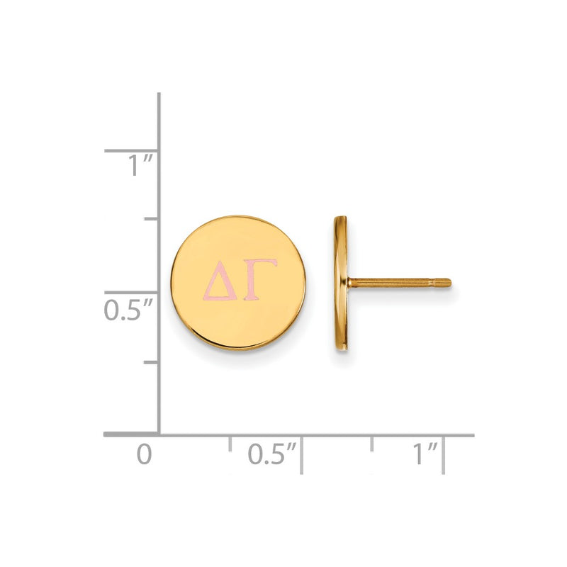 Gold Plated Sterling Silver Logoart Delta Gamma Sorority Greek Letters Color Enamel Post Earrings