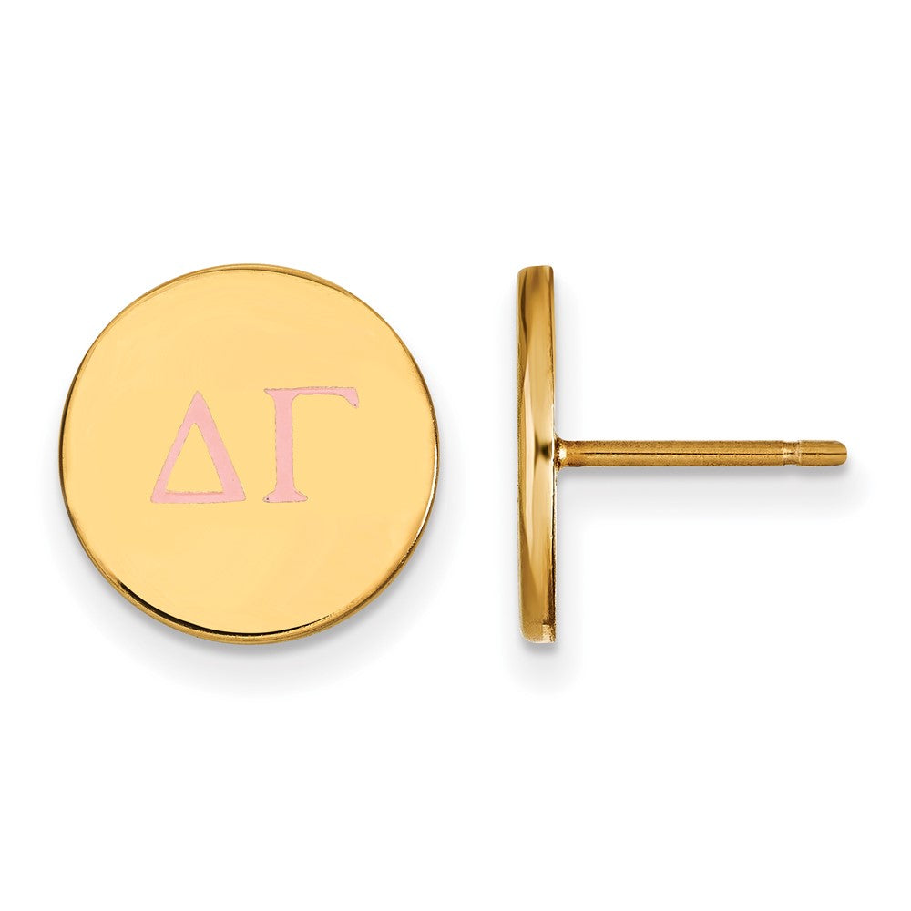 Gold Plated Sterling Silver Logoart Delta Gamma Sorority Greek Letters Color Enamel Post Earrings