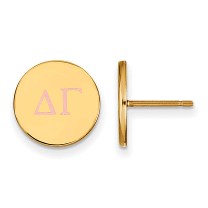 Gold Plated Sterling Silver Logoart Delta Gamma Sorority Greek Letters Color Enamel Post Earrings