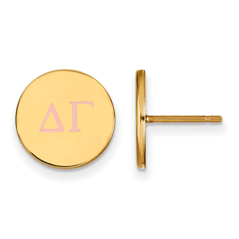 Gold Plated Sterling Silver Logoart Delta Gamma Sorority Greek Letters Color Enamel Post Earrings