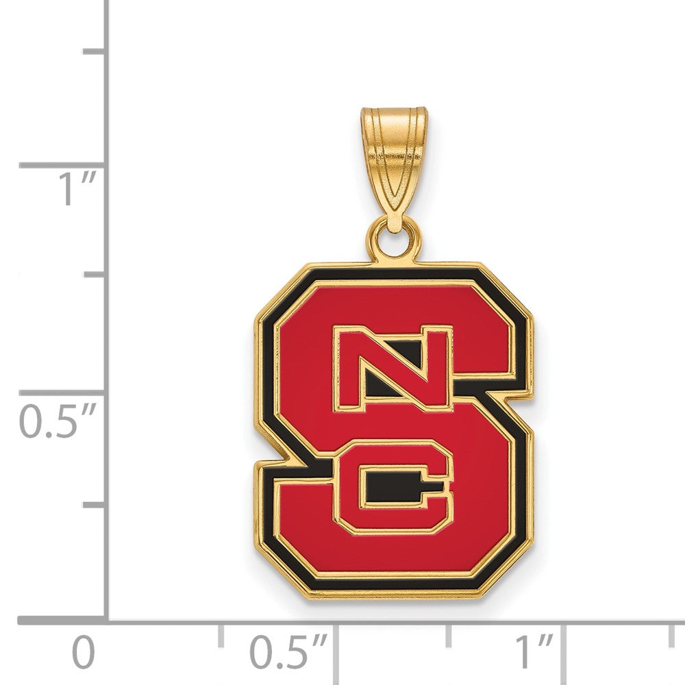 Gold Plated Sterling Silver Logoart North Carolina State University N C S Large Enameled Pendant