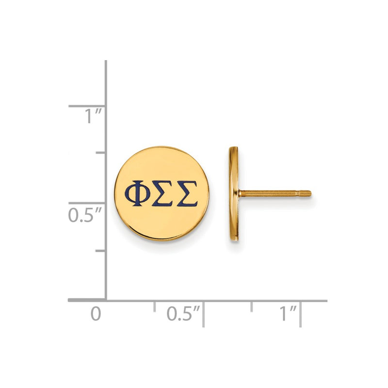 Gold Plated Sterling Silver Logoart Phi Sigma Sorority Greek Letters Color Enamel Post Earrings