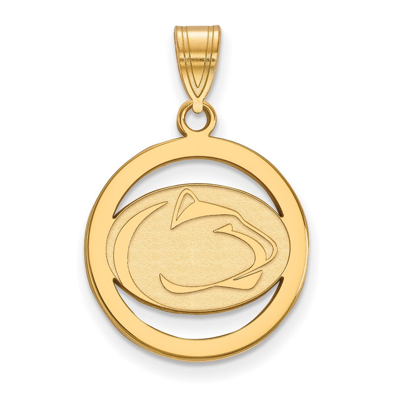 Gold Plated Sterling Silver Logoart Penn State University Lion Medium Circle Pendant