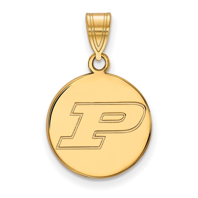 Gold Plated Sterling Silver Logoart Purdue University Letter P Medium Disc Pendant