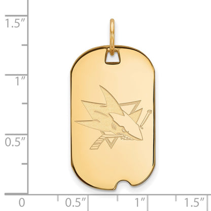 Gold Plated Sterling Silver Nhl Logoart San Jose Sharks Small Dog Tag Pendant
