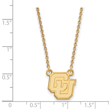 Gold Plated Sterling Silver Logoart University Of Colorado C U Small Pendant 18 Inch Necklace