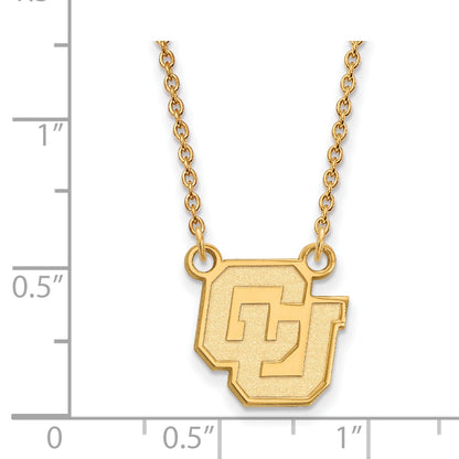 10K Yellow Gold Logoart University Of Colorado C U Small Pendant 18 Inch Necklace