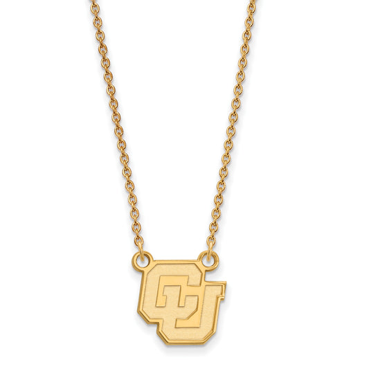 10K Yellow Gold Logoart University Of Colorado C U Small Pendant 18 Inch Necklace