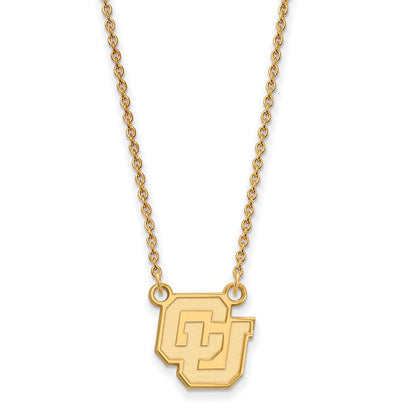 Gold Plated Sterling Silver Logoart University Of Colorado C U Small Pendant 18 Inch Necklace