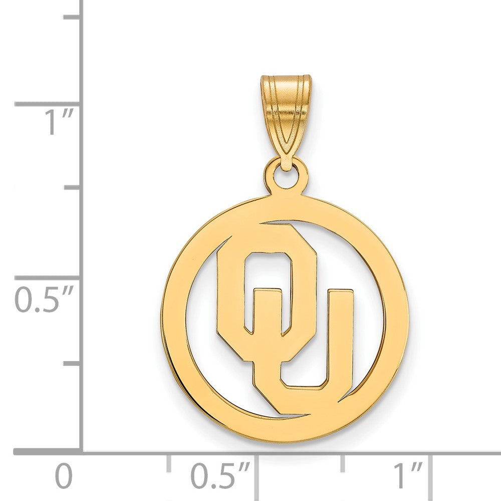 Gold Plated Sterling Silver Logoart University Of Oklahoma O U Medium Circle Pendant