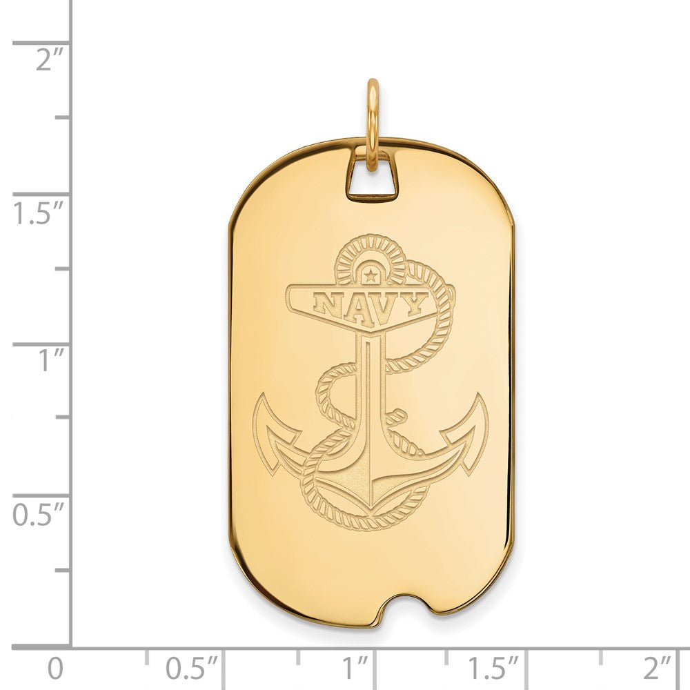 14K Yellow Gold Logoart Us Naval Academy Anchor Large Dog Tag Pendant
