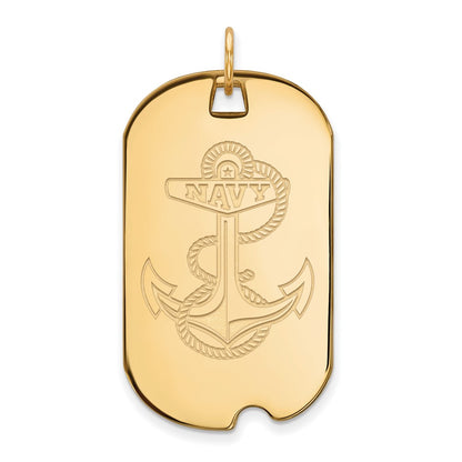 14K Yellow Gold Logoart Us Naval Academy Anchor Large Dog Tag Pendant