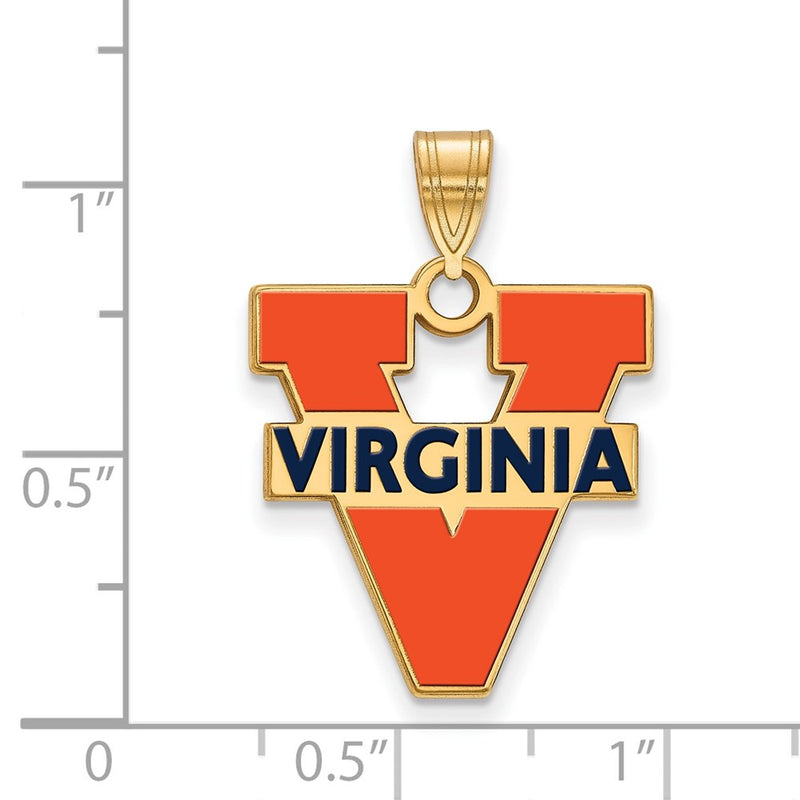 Gold Plated Sterling Silver Logoart University Of Virginia Large Enameled Pendant