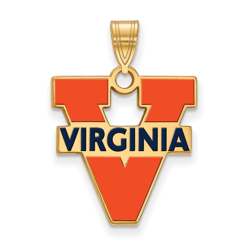 Gold Plated Sterling Silver Logoart University Of Virginia Large Enameled Pendant