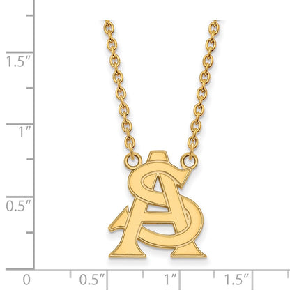 Gold Plated Sterling Silver Logoart Arizona State University A S Large Pendant 18 Inch Necklace