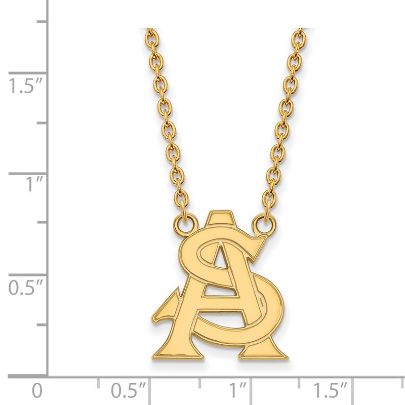 Gold Plated Sterling Silver Logoart Arizona State University A S Large Pendant 18 Inch Necklace