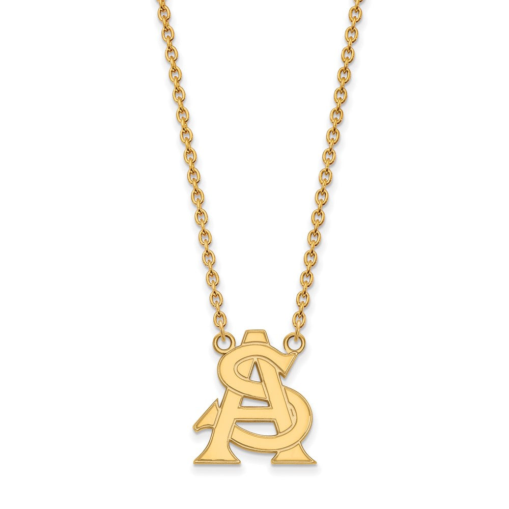 Gold Plated Sterling Silver Logoart Arizona State University A S Large Pendant 18 Inch Necklace