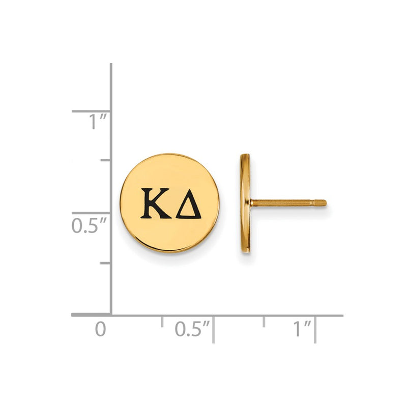 Gold Plated Sterling Silver Logoart Kappa Delta Sorority Greek Letters Black Enamel Post Earrings