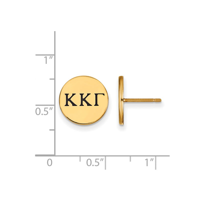 Gold Plated Sterling Silver Logoart Kappa Gamma Sorority Greek Letters Black Enamel Post Earrings