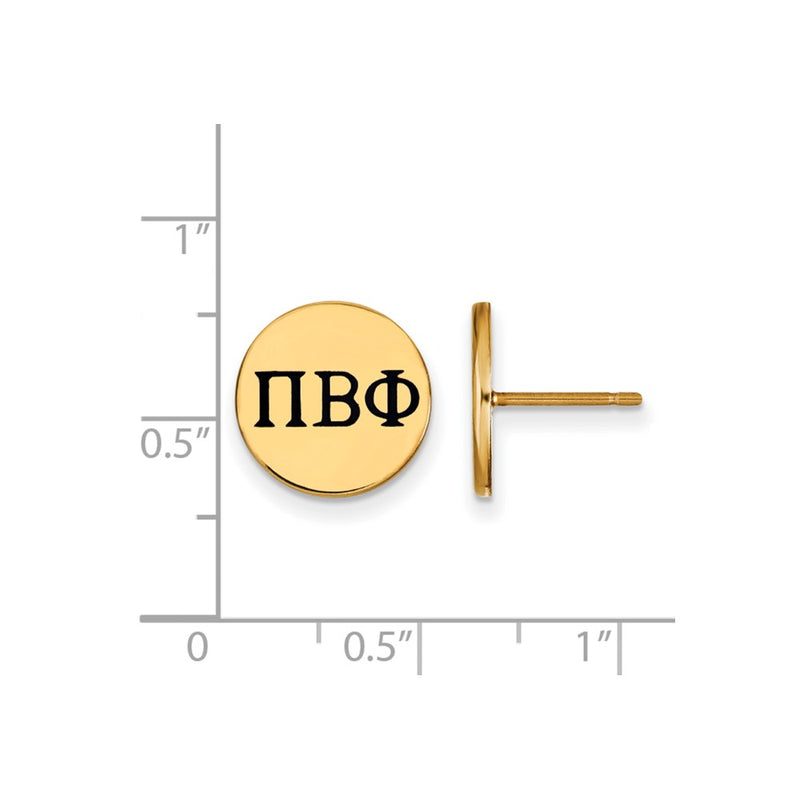 Gold Plated Sterling Silver Logoart Pi Beta Phi Sorority Greek Letters Black Enamel Post Earrings