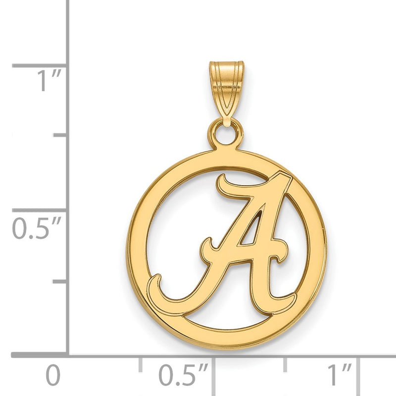 Gold Plated Sterling Silver Logoart University Of Alabama Medium Letter A Circle Pendant