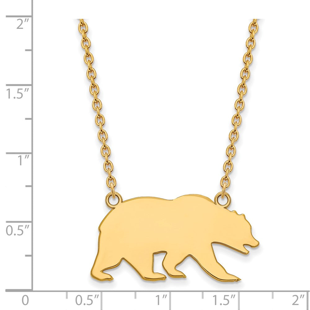 Gold Plated Sterling Silver Logoart University Of California Berkeley Bear Large Pendant 18 Inch Necklace