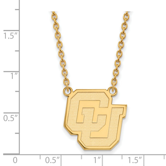 10K Yellow Gold Logoart University Of Colorado C U Large Pendant 18 Inch Necklace