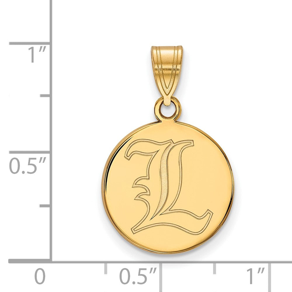 Gold Plated Sterling Silver Logoart University Of Louisville Letter L Medium Disc Pendant
