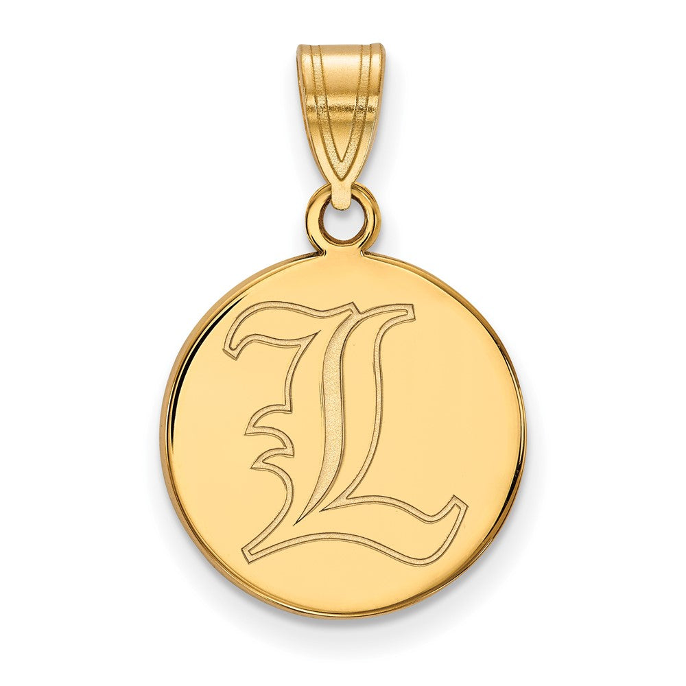 Gold Plated Sterling Silver Logoart University Of Louisville Letter L Medium Disc Pendant